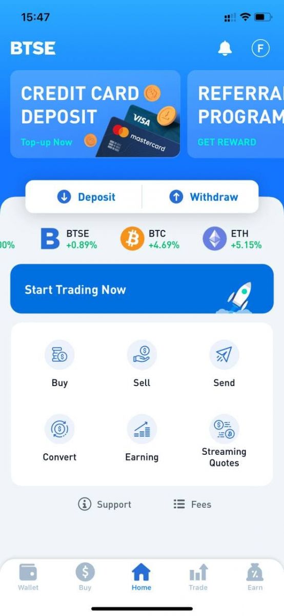 How to Open Account and Deposit at BTSE